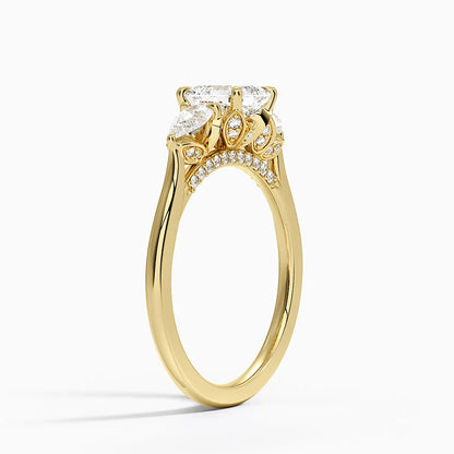 1.75 Karat Asscher Kesim Hidden Halo Tasarım Tektaş Laboratuvar Pırlanta Yüzük 18K - Calora