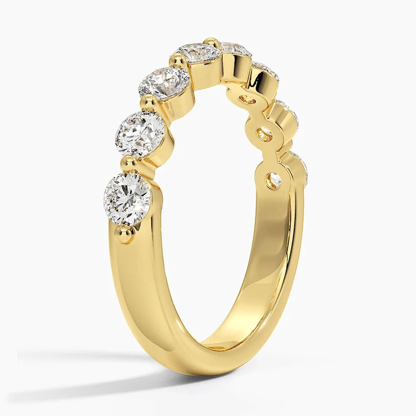 Yarım Tur Yüzük 1.00 Karat Yuvarlak Kesim Laboratuvar Pırlanta Yüzük 18K - Bold Diamonds