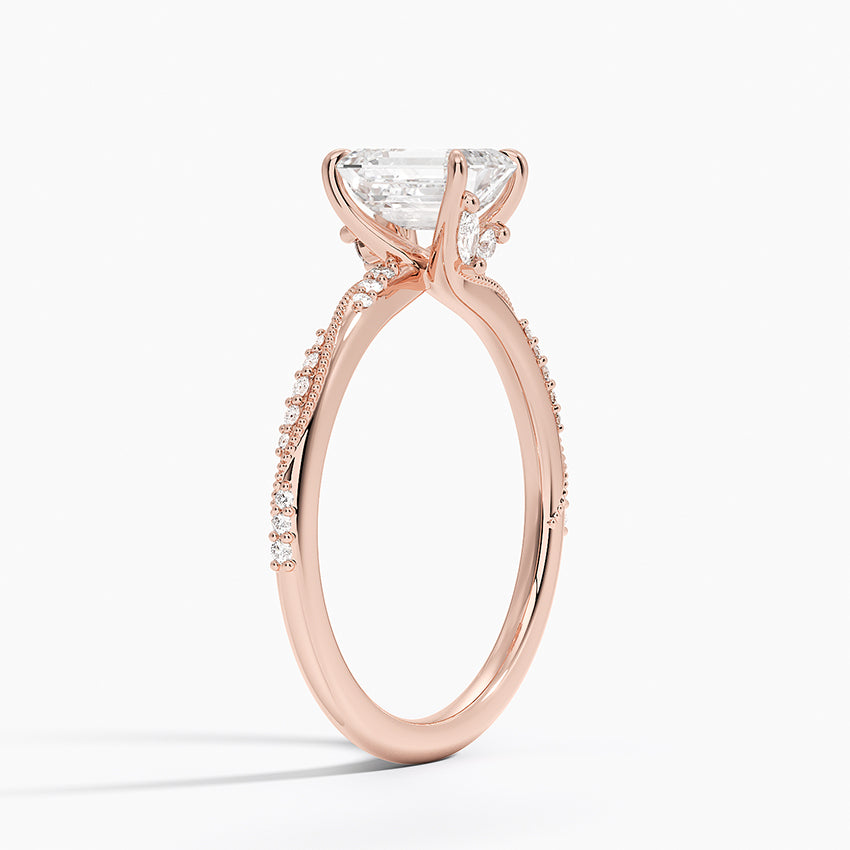 1.25 Karat Emerald Kesim Hidden Halo Tasarım Tektaş Laboratuvar Pırlanta Yüzük 18K  - Melora - Bold Diamonds