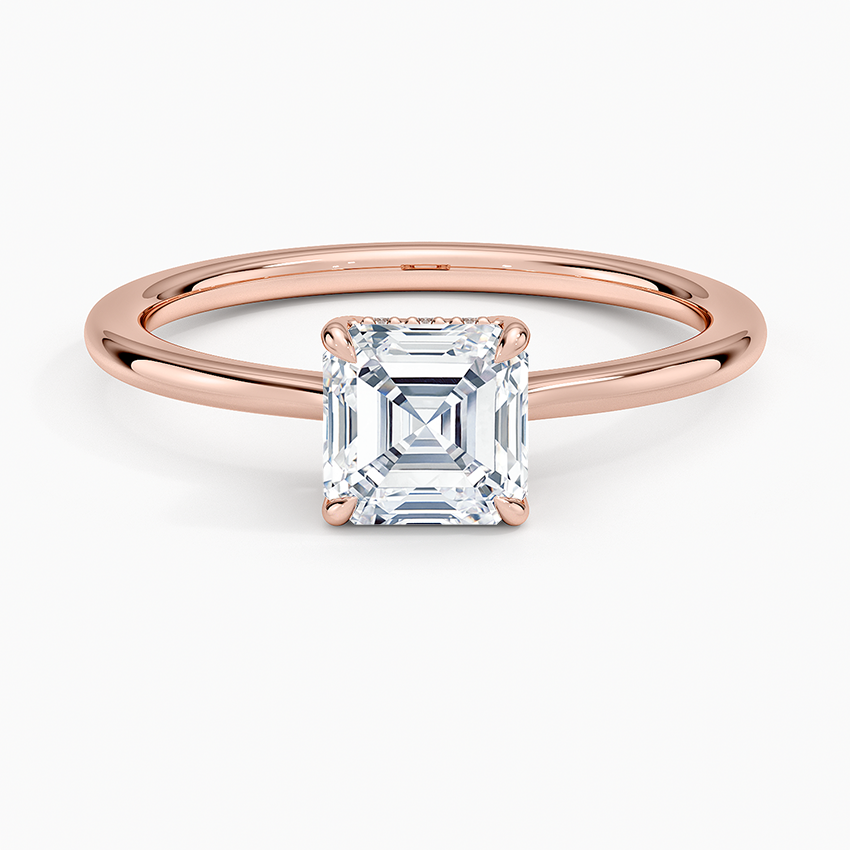 1.10 Karat Asscher Kesim Hidden Halo Tasarım Tektaş Laboratuvar Pırlanta Yüzük - Monaco