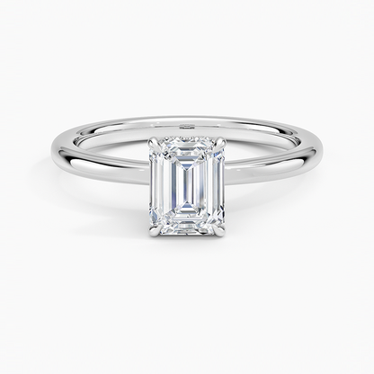 1.15 Emerald Kesim Hidden Halo Tasarım Tektaş Laboratuvar Pırlanta Yüzük - Vilora