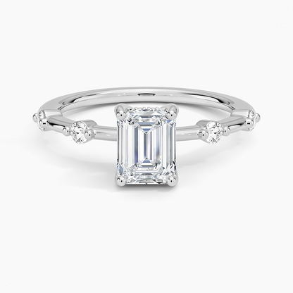 1.20 Emerald Kesim Hidden Halo Tasarım Tektaş Laboratuvar Pırlanta Yüzük  - Zelora