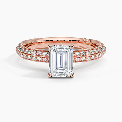 1.50 Emerald Kesim Yarım Tur Tasarım Tektaş Laboratuvar Pırlanta Yüzük - Selara