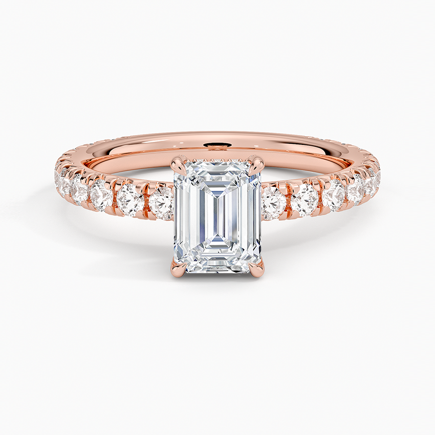 1.75 Karat Emerald Kesim Hidden Halo Tasarım Tektaş Laboratuvar Pırlanta Yüzük 18K  - Selora