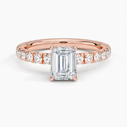 1.75 Karat Emerald Kesim Hidden Halo Tasarım Tektaş Laboratuvar Pırlanta Yüzük 18K  - Selora