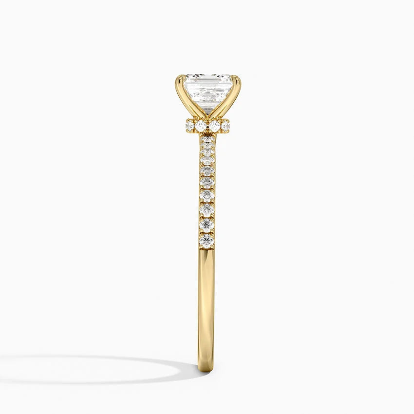 1.25 Karat Asscher Kesim Hidden Halo Tasarım Tektaş Laboratuvar Pırlanta Yüzük - Filora - Bold Diamonds
