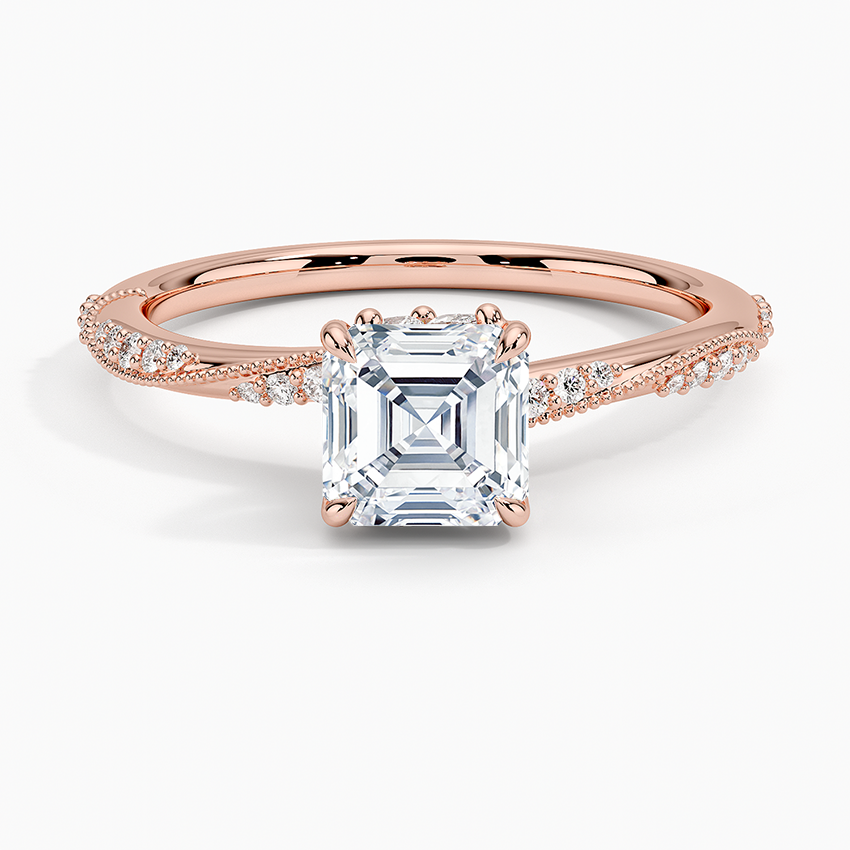 1.25 Karat Asscher Kesim Hidden Halo Tasarım Tektaş Laboratuvar Pırlanta Yüzük 18K  - Melora - Bold Diamonds