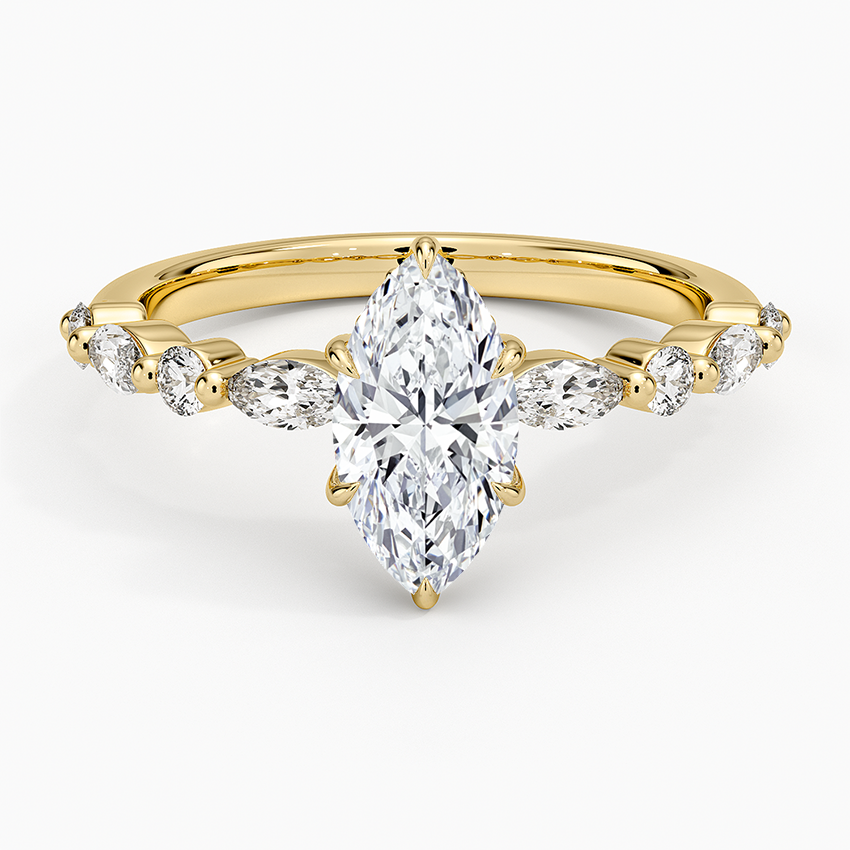 1.50 Karat Marqiuse Kesim Hidden Halo Tasarım Tektaş Laboratuvar Pırlanta Yüzük - Calora - Bold Diamonds