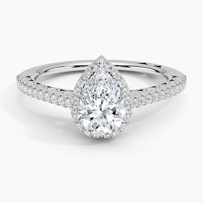 1.50 Damla Kesim Hidden Halo Tasarım Tektaş Laboratuvar Pırlanta Yüzük - Gilara