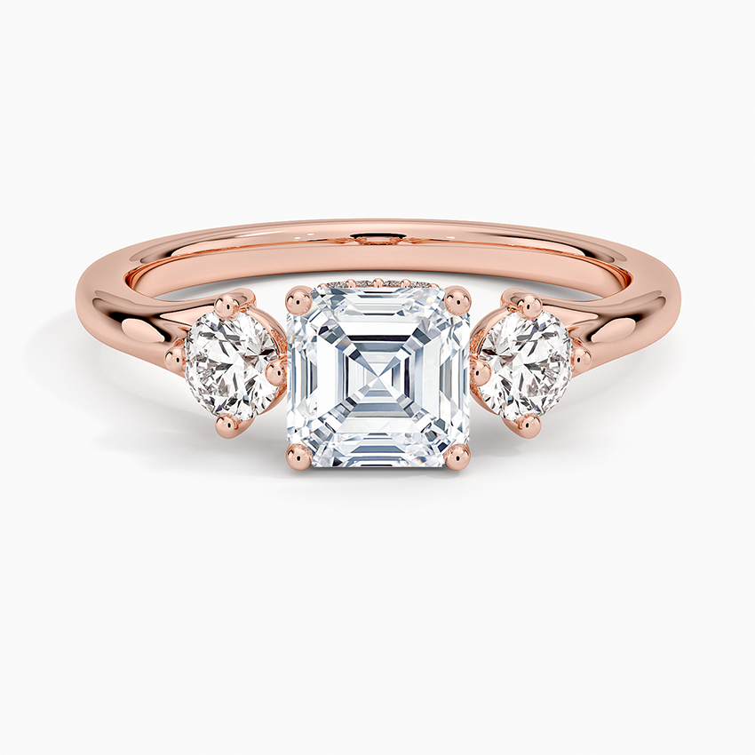 1.50 Asscher Kesim Hidden Halo Tasarım Tektaş Laboratuvar Pırlanta Yüzük 18K - Milora