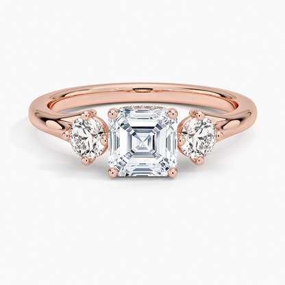 1.50 Asscher Kesim Hidden Halo Tasarım Tektaş Laboratuvar Pırlanta Yüzük 18K - Milora