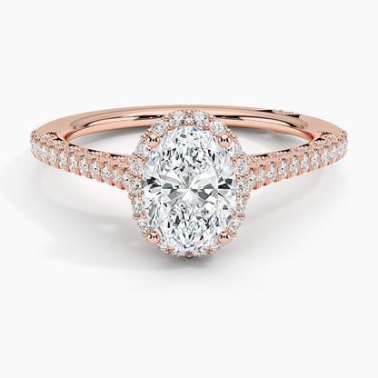 1.50 Oval Kesim Hidden Halo Tasarım Tektaş Laboratuvar Pırlanta Yüzük - Gilara