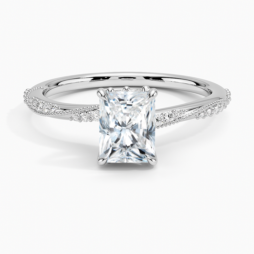 1.25 Karat Radiant Kesim Hidden Halo Tasarım Tektaş Laboratuvar Pırlanta Yüzük 18K  - Melora - Bold Diamonds