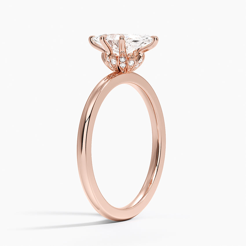 Altı Tırnak 1.15 Karat Marquise Kesim Hidden Halo Tasarım Tektaş Laboratuvar Pırlanta Yüzük - Delora - Bold Diamonds