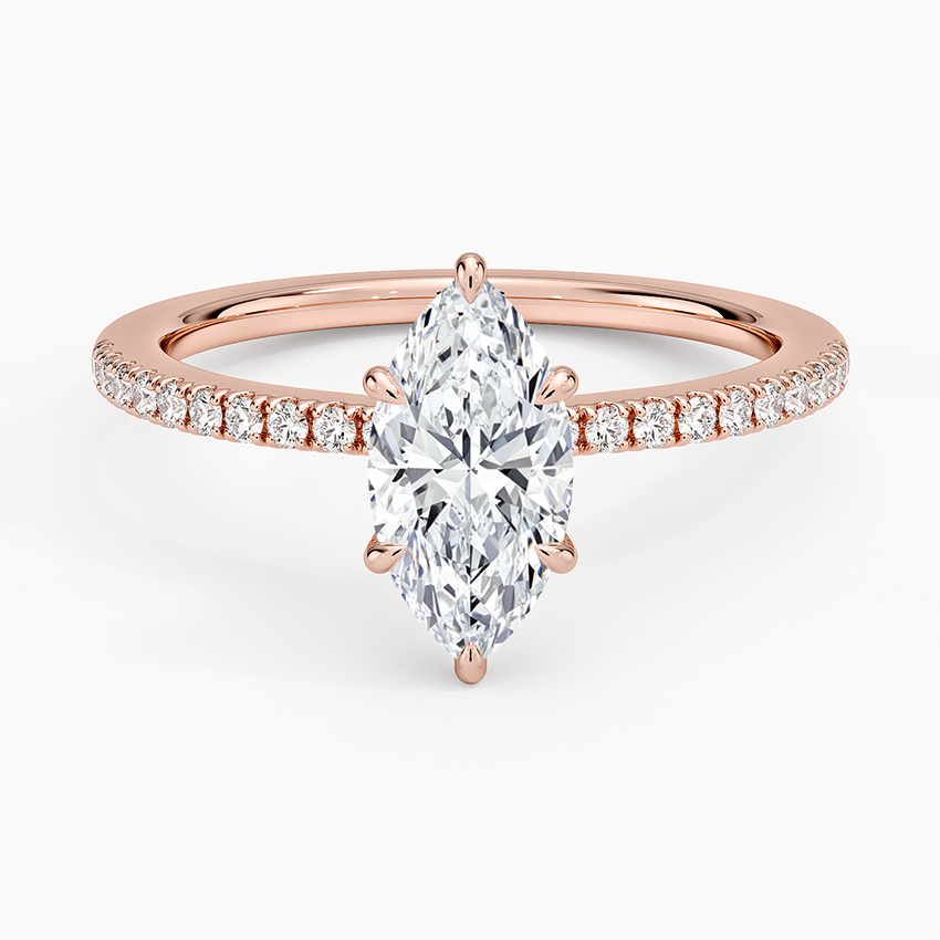 1.25 Karat Marquise Kesim Hidden Halo Tasarım Tektaş Laboratuvar Pırlanta Yüzük - Filora - Bold Diamonds