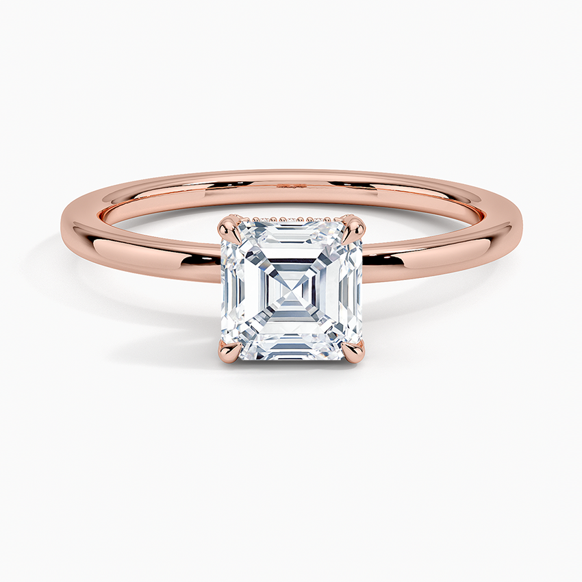 1.15 Karat Asscher Kesim Hidden Halo Tasarım Tektaş Laboratuvar Pırlanta Yüzük - Valencia