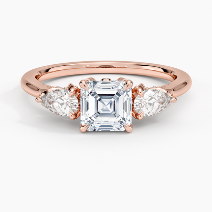 1.75 Karat Asscher Kesim Hidden Halo Tasarım Tektaş Laboratuvar Pırlanta Yüzük 18K - Calora