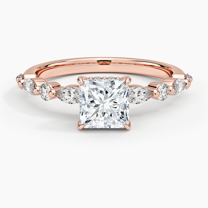 1.60 Carat Princess Halo Design Solitaire Lab Diamond Ring 18K - Florina 