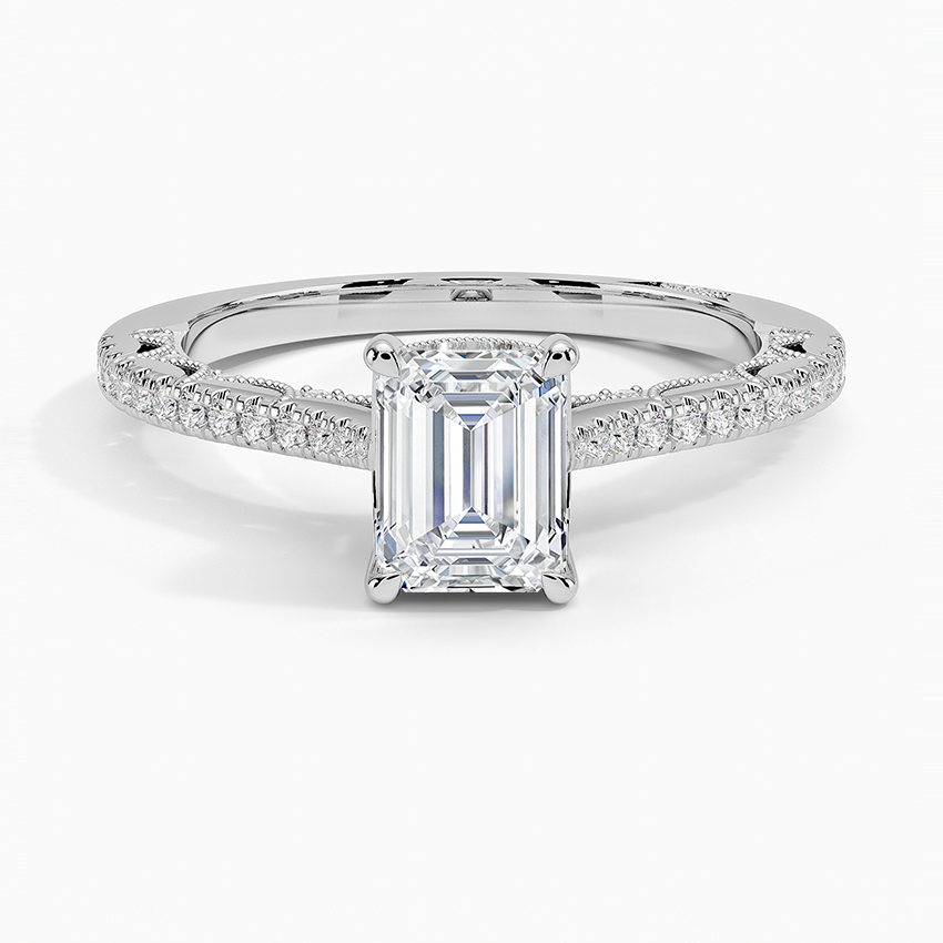 1.50 Karat Emerald Kesim Halo Tasarım Tektaş Laboratuvar Pırlanta Yüzük - Dijon