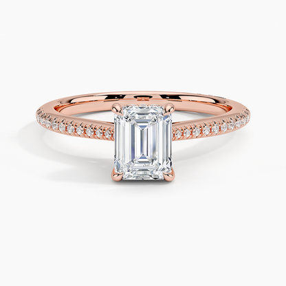 1.25 Karat Emerald Hidden Halo Tasarım Tektaş Laboratuvar Pırlanta Yüzük - Milara