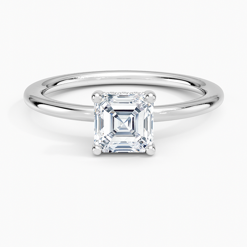1.10 Karat Asscher Kesim Hidden Halo Tasarım Tektaş Laboratuvar Pırlanta Yüzük - Lucerne