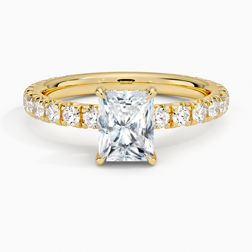 1.75 Karat Radiant Kesim Hidden Halo Tasarım Tektaş Laboratuvar Pırlanta Yüzük 18K  - Selora