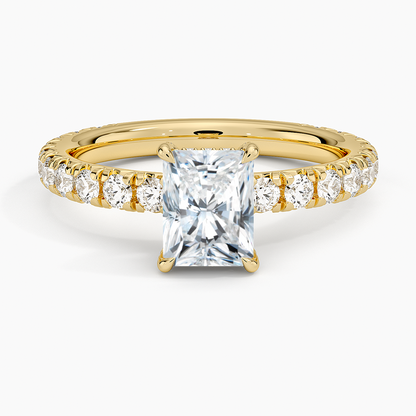1.75 Karat Radiant Kesim Hidden Halo Tasarım Tektaş Laboratuvar Pırlanta Yüzük 18K  - Selora