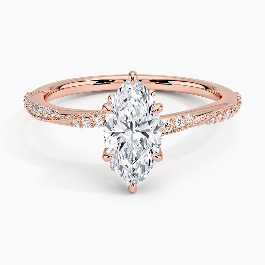 1.25 Karat Marquise Kesim Hidden Halo Tasarım Tektaş Laboratuvar Pırlanta Yüzük 18K  - Melora - Bold Diamonds