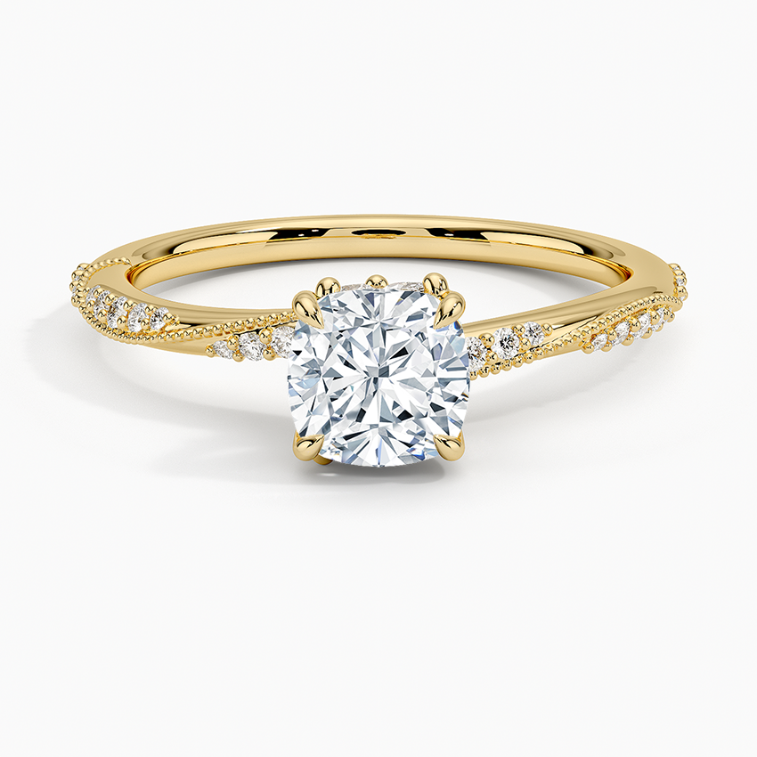 1.25 Karat Cushion Kesim Hidden Halo Tasarım Tektaş Laboratuvar Pırlanta Yüzük 18K  - Melora - Bold Diamonds