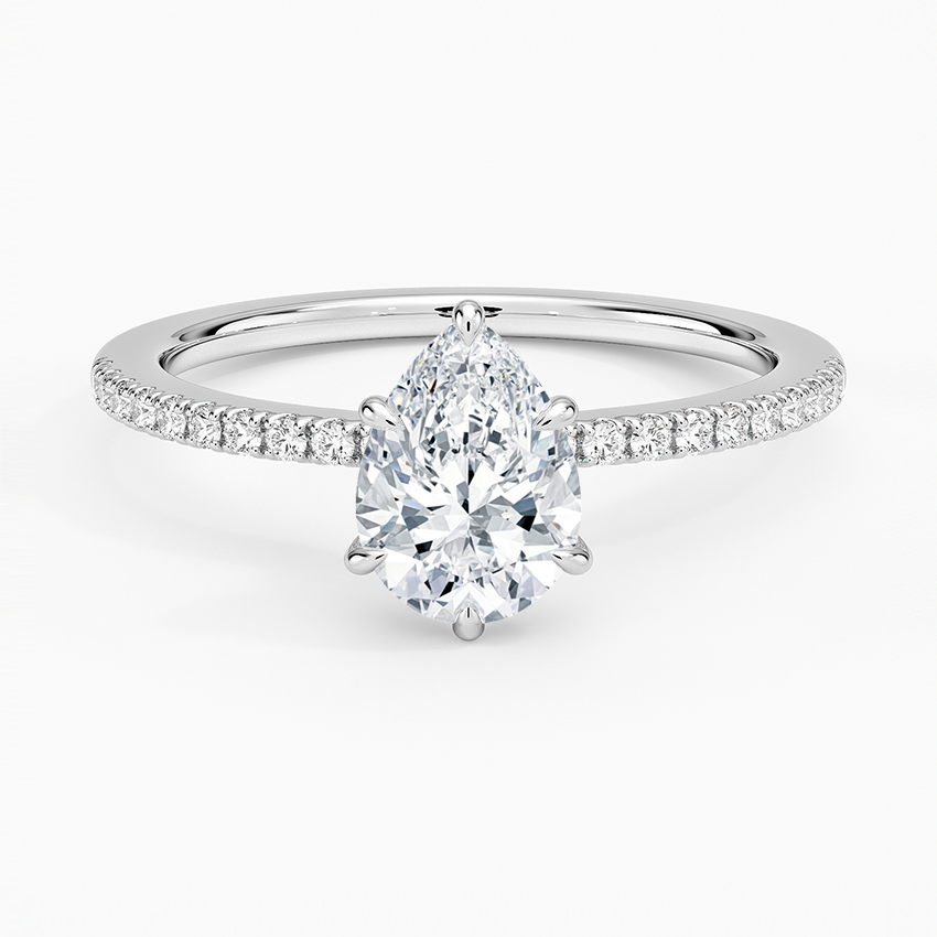 1.25 Karat Damla Kesim Hidden Halo Tasarım Tektaş Laboratuvar Pırlanta Yüzük - Filora - Bold Diamonds