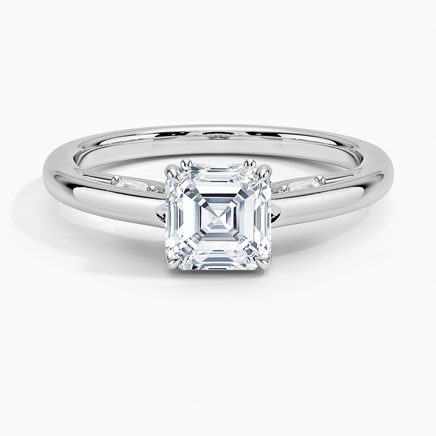 1.30 Asscher Kesim Hidden Halo Tasarım Tektaş Laboratuvar Pırlanta Yüzük - Dalara