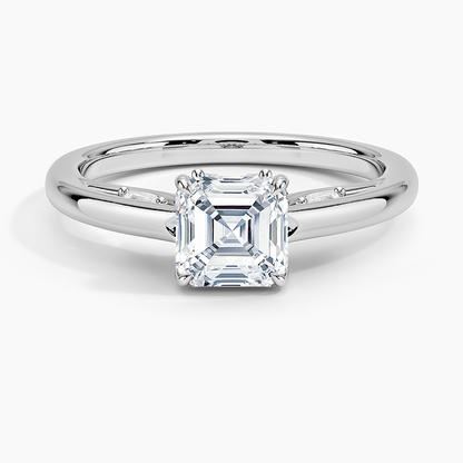 1.30 Asscher Kesim Hidden Halo Tasarım Tektaş Laboratuvar Pırlanta Yüzük - Dalara