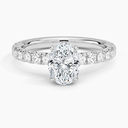 1.75 Karat Oval Kesim Hidden Halo Tasarım Tektaş Laboratuvar Pırlanta Yüzük 18K  - Selora