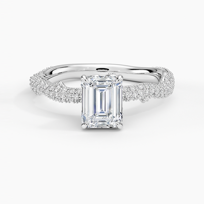 1.75 Emerald Kesim Hidden Halo Tasarım Tektaş Laboratuvar Pırlanta Yüzük - Filara