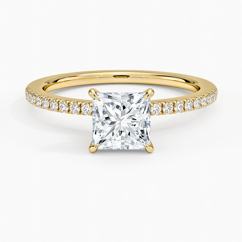 1.25 Karat Prenses Kesim Hidden Halo Tasarım Tektaş Laboratuvar Pırlanta Yüzük - Filora - Bold Diamonds