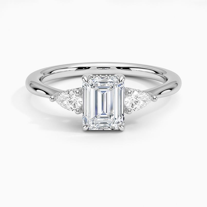 1.50 Karat Emerald Kesim Hidden Halo Tasarım Tektaş Laboratuvar Pırlanta Yüzük - Madrid