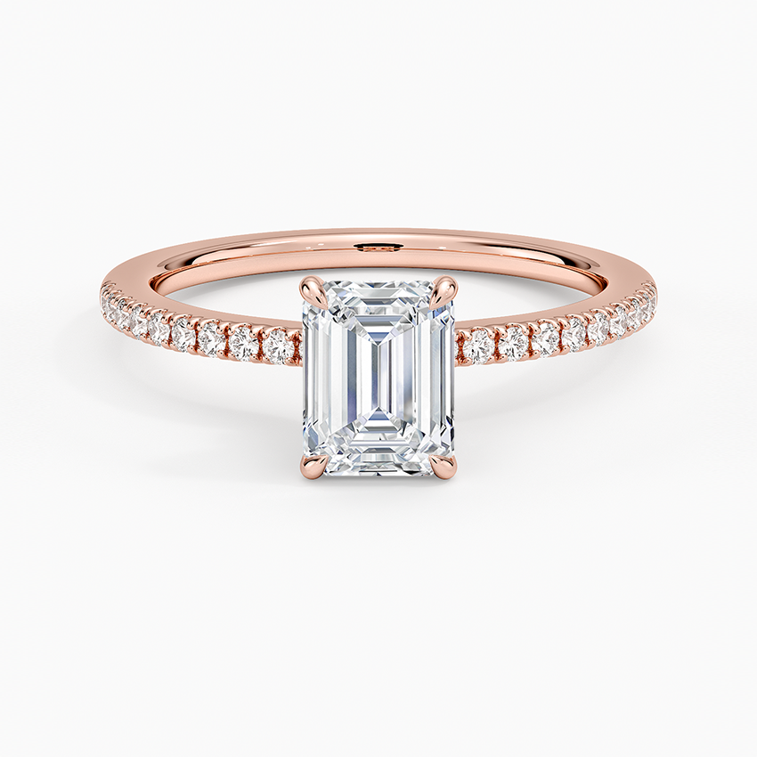 1.25 Karat Emerald Kesim Hidden Halo Tasarım Tektaş Laboratuvar Pırlanta Yüzük - Filora - Bold Diamonds