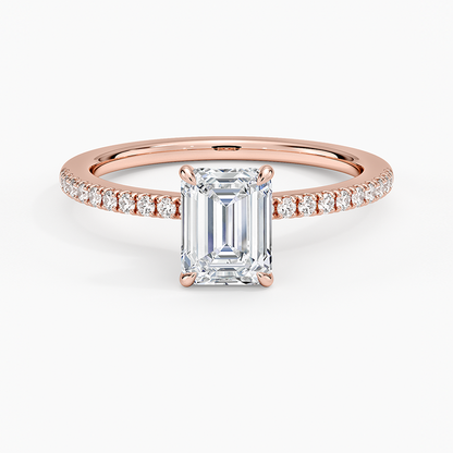 1.25 Emerald Kesim Hidden Halo Tasarım Tektaş Laboratuvar Pırlanta Yüzük 18K - Filora