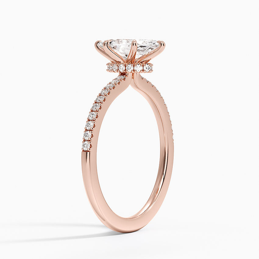 1.25 Karat Marquise Kesim Hidden Halo Tasarım Tektaş Laboratuvar Pırlanta Yüzük - Filora - Bold Diamonds