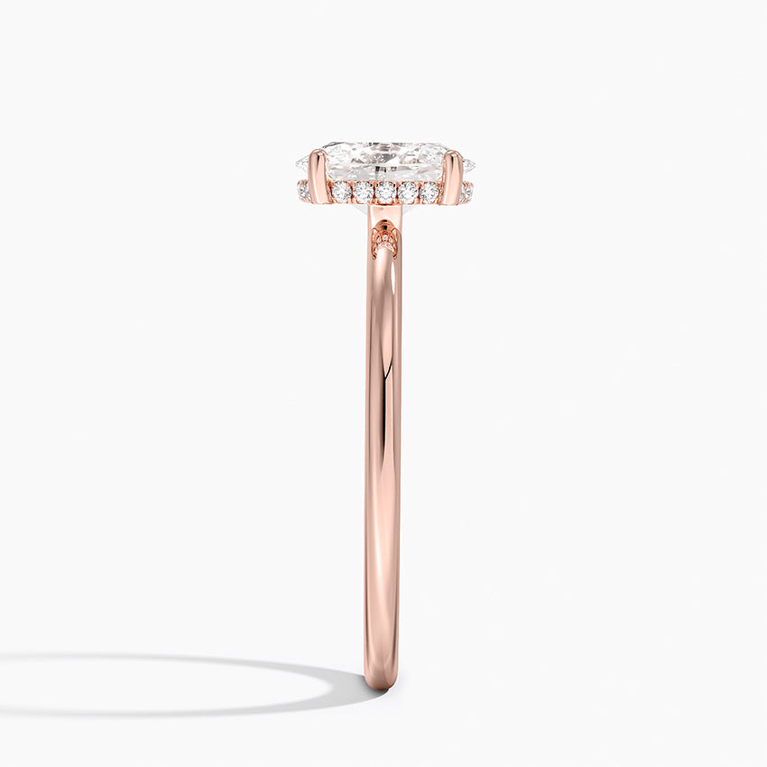 1.10 Karat Oval Kesim Hidden Halo Tasarım Tektaş Laboratuvar Pırlanta Yüzük - Lucerne