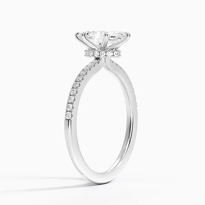 1.60 Carat Princess Halo Design Solitaire Lab Diamond Ring 18K - Florina 