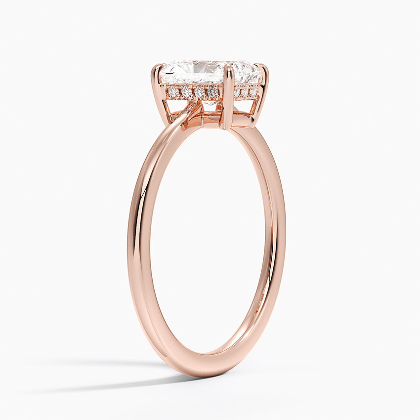 1.10 Karat Radiant Kesim Hidden Halo Tasarım Tektaş Laboratuvar Pırlanta Yüzük - Monaco