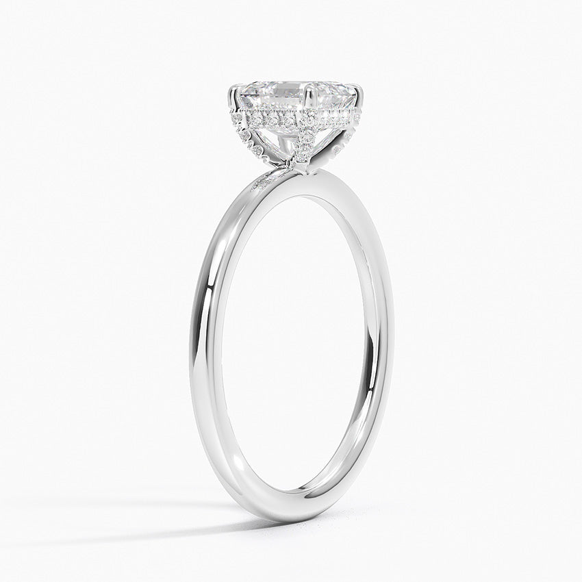 1.15 Karat Asscher Kesim Hidden Halo Tasarım Tektaş Laboratuvar Pırlanta Yüzük - Valencia
