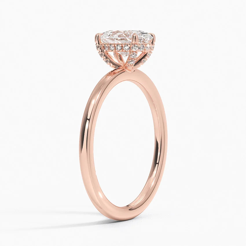 1.15 Karat Oval Kesim Hidden Halo Tasarım Tektaş Laboratuvar Pırlanta Yüzük - Gilora - Bold Diamonds