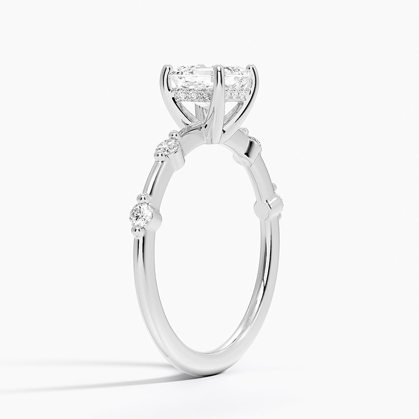 1.20 Karat Asscher Kesim Hidden Halo Tasarım Tektaş Laboratuvar Pırlanta Yüzük - Nice