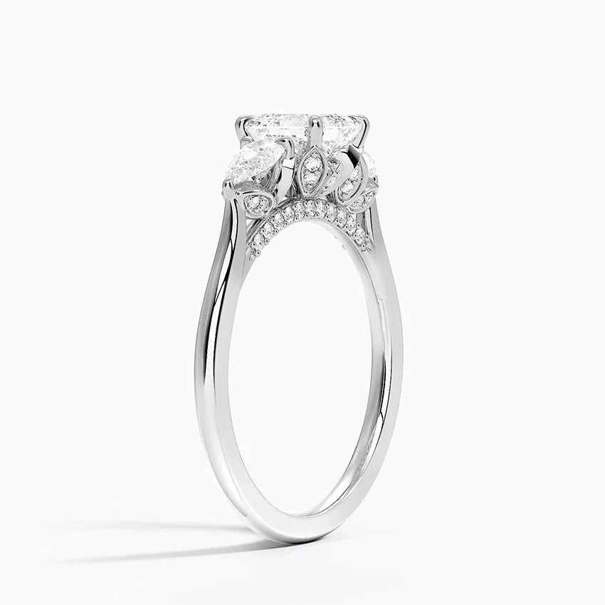 1.75 Karat Asscher Kesim Hidden Halo Tasarım Tektaş Laboratuvar Pırlanta Yüzük - Verona