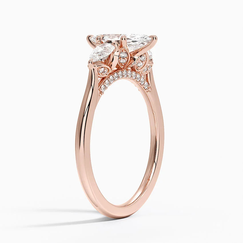 1.75 Karat Marquise Kesim Hidden Halo Tasarım Tektaş Laboratuvar Pırlanta Yüzük - Verona