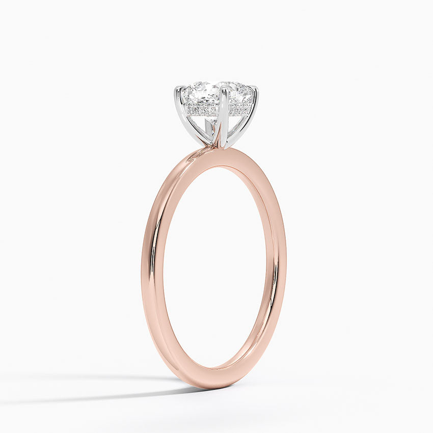 1.10 Karat Cushion Kesim Hidden Halo Tasarım Tektaş Laboratuvar Pırlanta Yüzük 18K  - Elora - Bold Diamonds