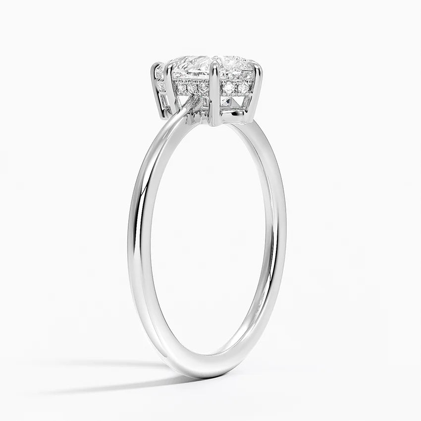 1.10 Karat Damla Kesim Hidden Halo Tasarım Tektaş Laboratuvar Pırlanta Yüzük - Monaco
