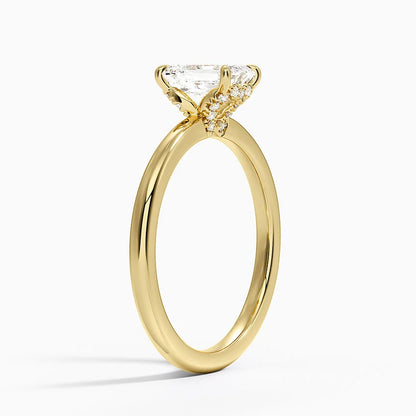 1.15 Emerald Kesim Hidden Halo Tasarım Tektaş Laboratuvar Pırlanta Yüzük - Vilora